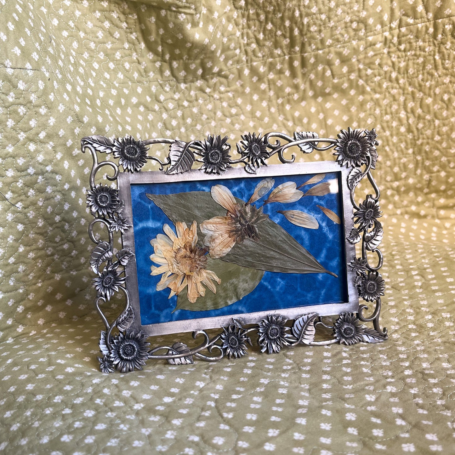 Vintage Metal Sunflower Framed Art