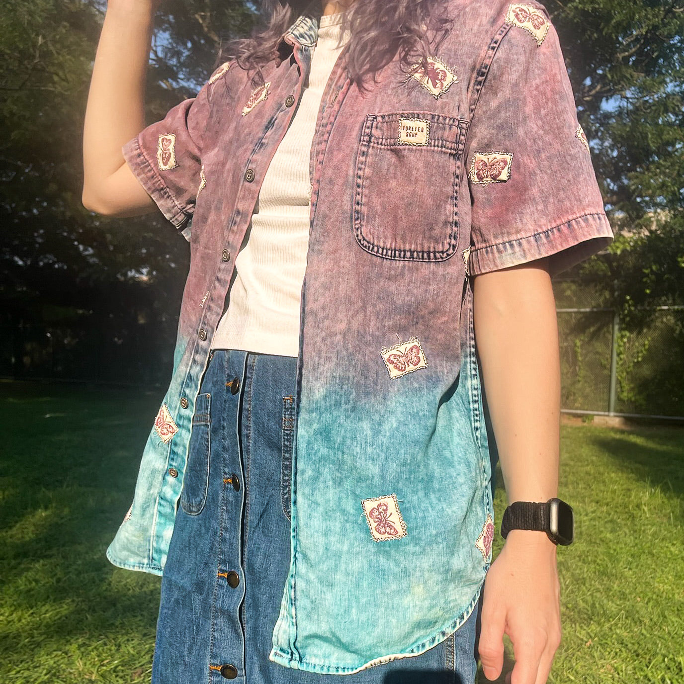 Butterfly Postcard Button Up