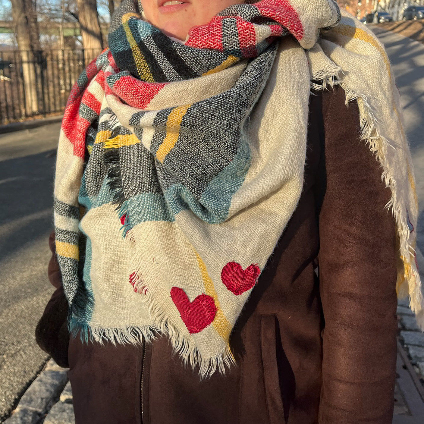 Plaid Heart Scarf