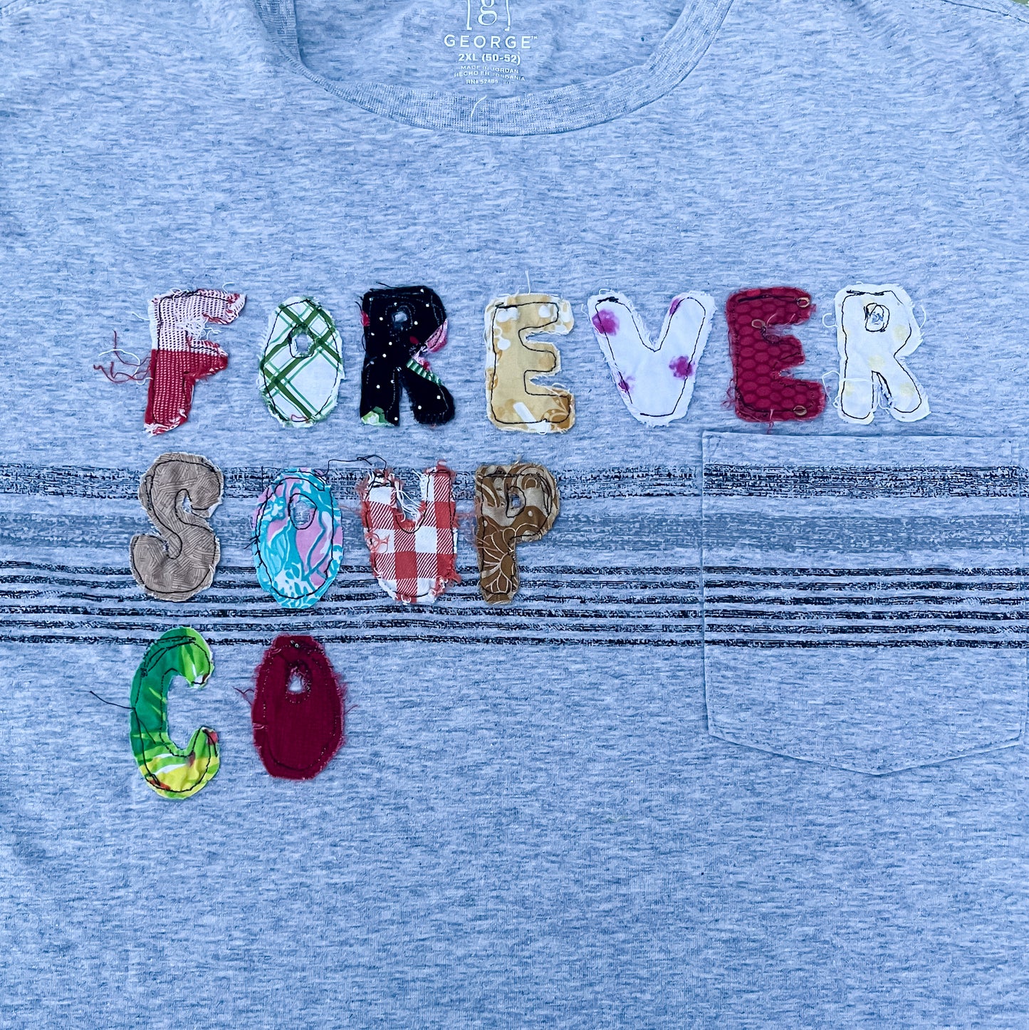 Forever Soup Co Appliqué Shirt - Short Sleeve - Gray w/ Pocket