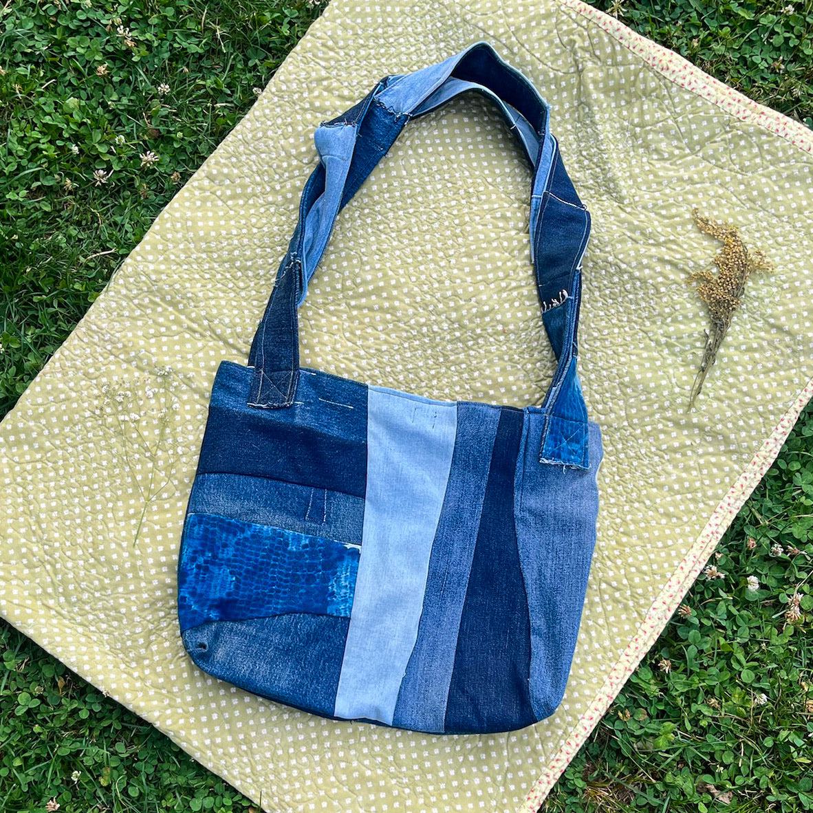 Crossbody Denim Patchwork Messenger Bag