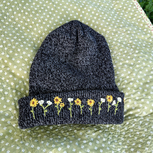 Floral Embroidered Beanie