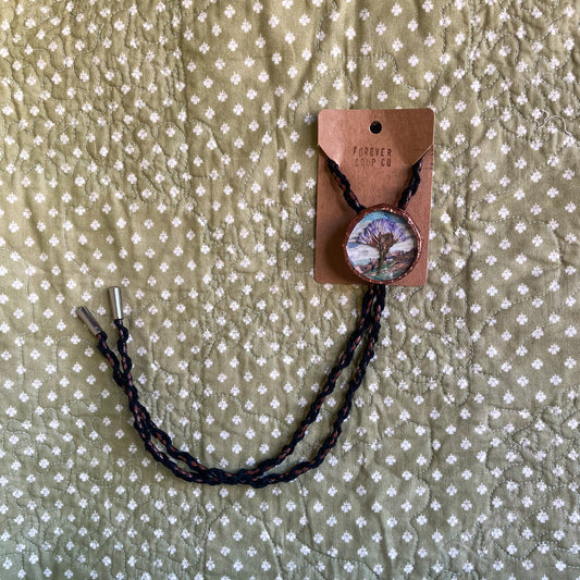 Pressed Purple Floral Collage Large Bolo Tie