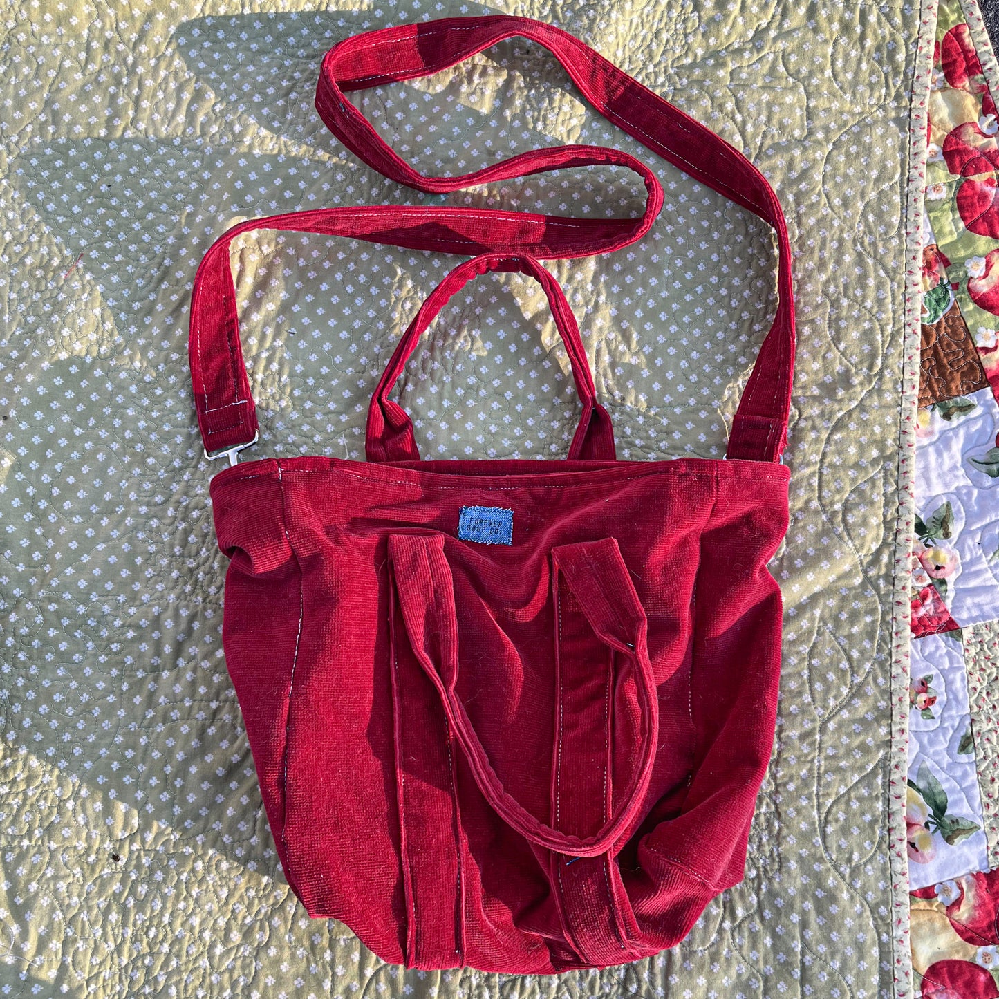 Red Corduroy Tote