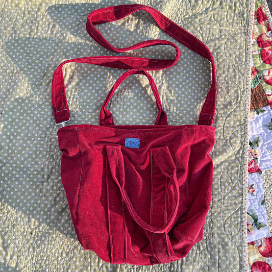 Red Corduroy Tote