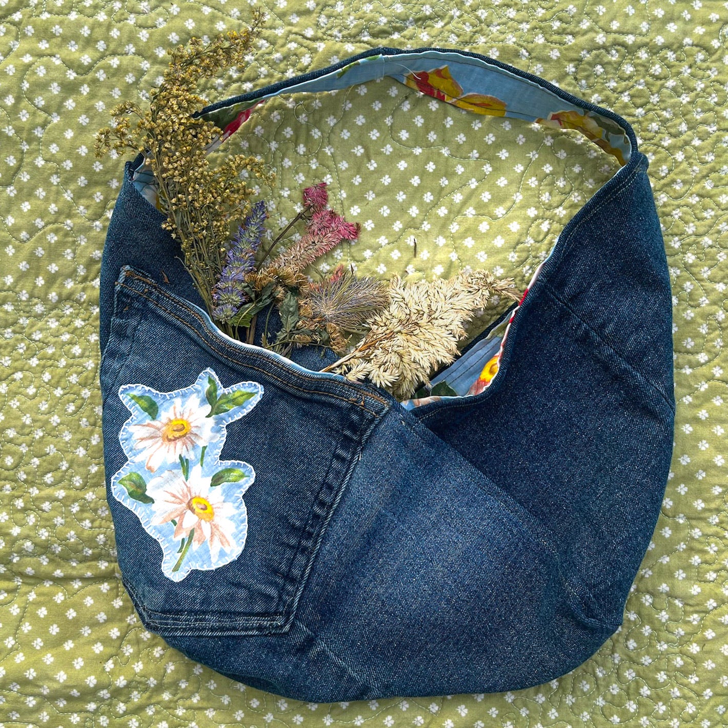Mini Denim Floral Purse