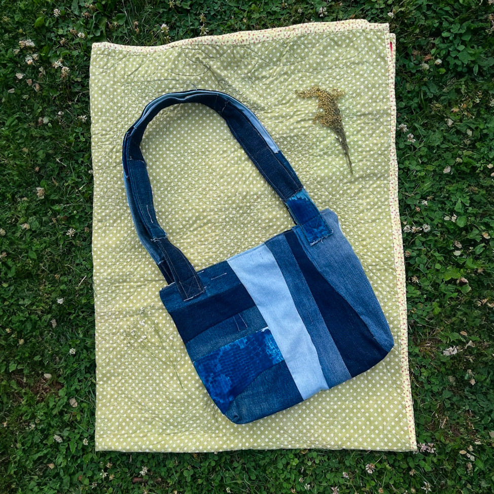 Crossbody Denim Patchwork Messenger Bag