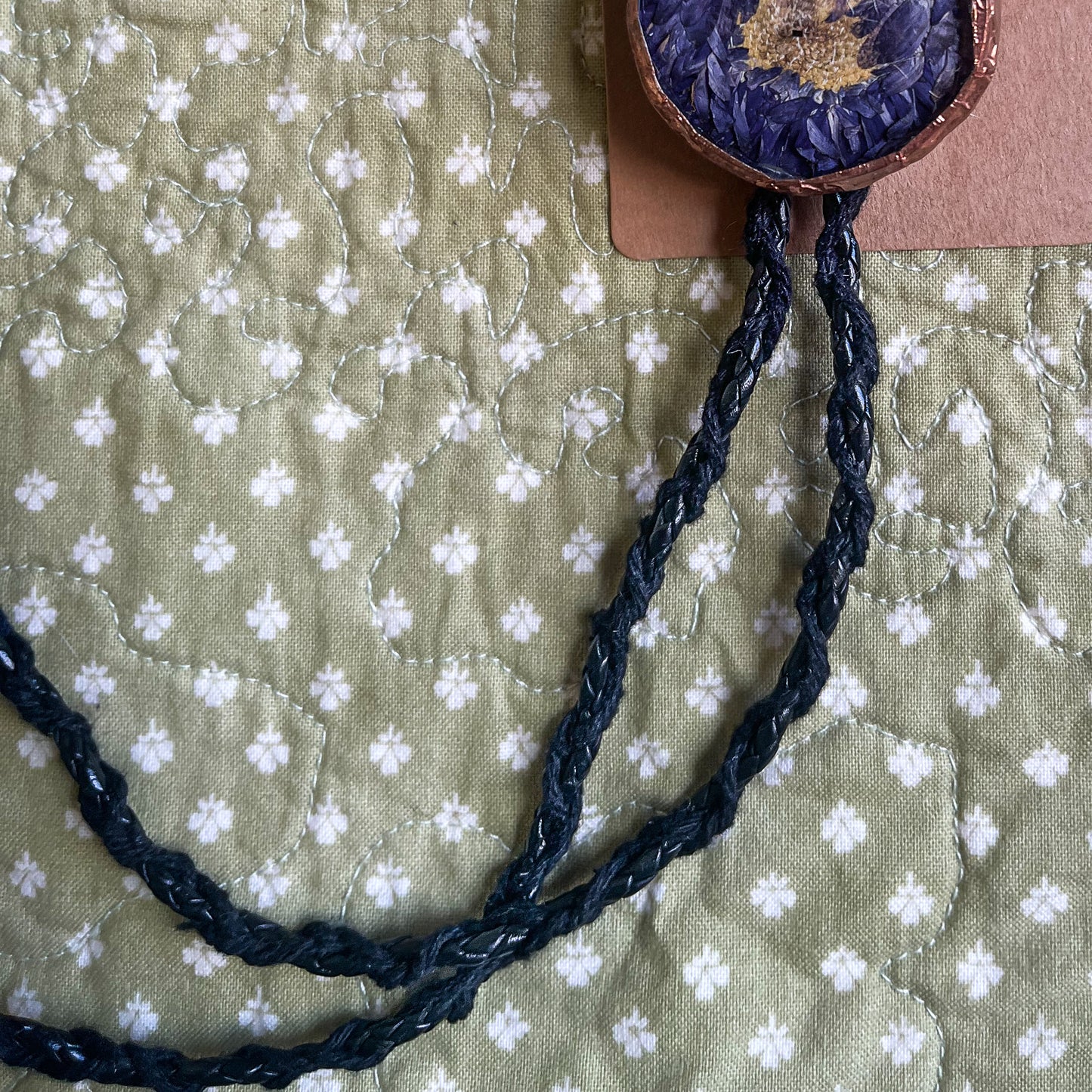Whole Pressed Purple Flower Large Bolo Tie