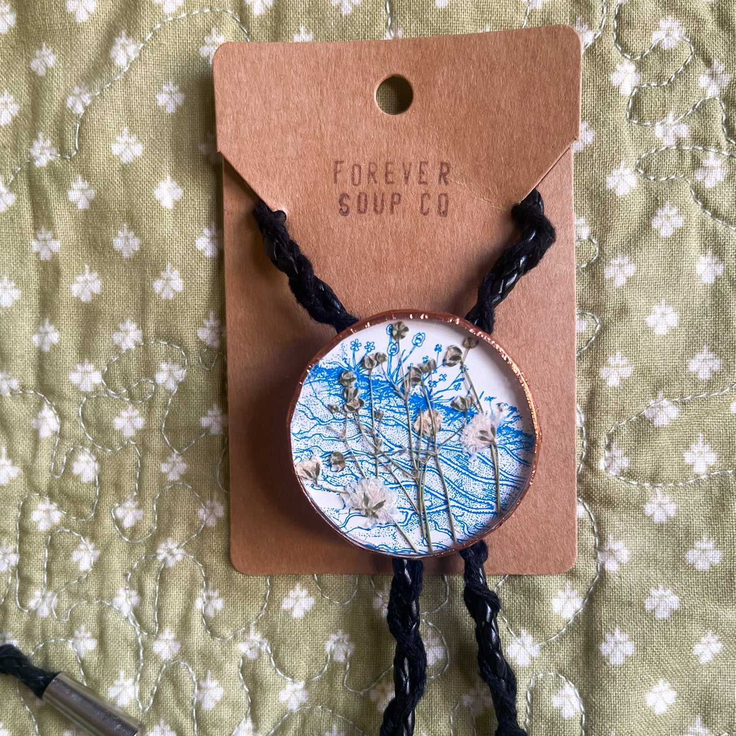 Blue and White Large Bolo Tie