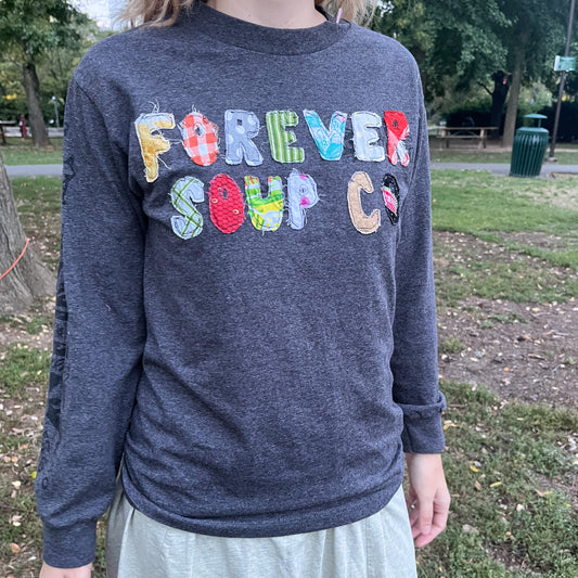 Forever Soup Co Appliqué Shirt - Long Sleeve - Gray