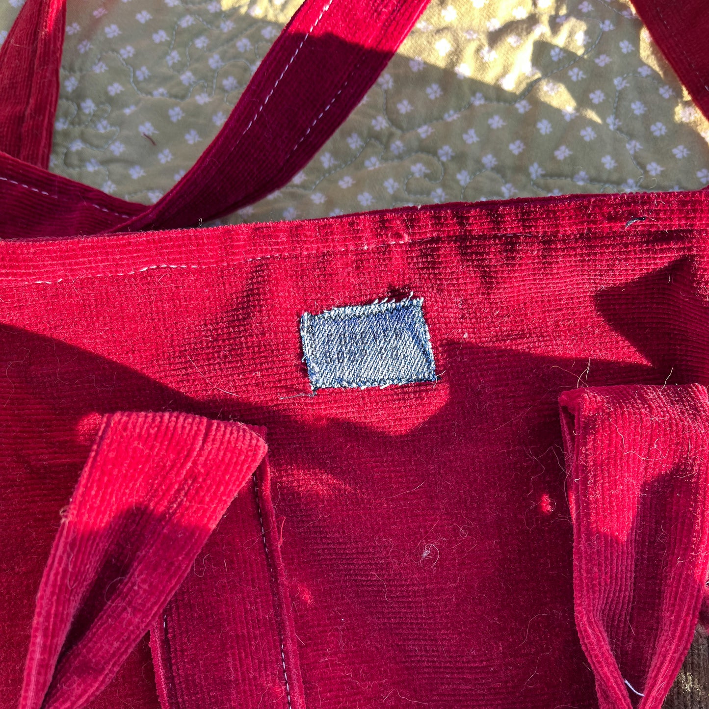 Red Corduroy Tote