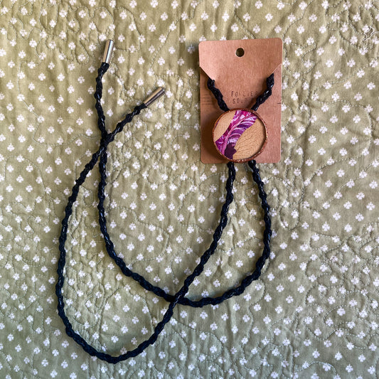 Petal and Purple Cabbage Large Bolo Tie