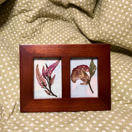 Double Wood Floral Framed Art