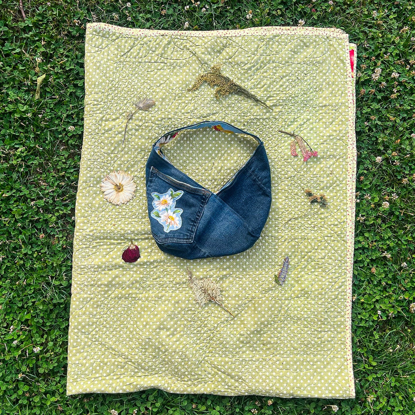 Mini Denim Floral Purse