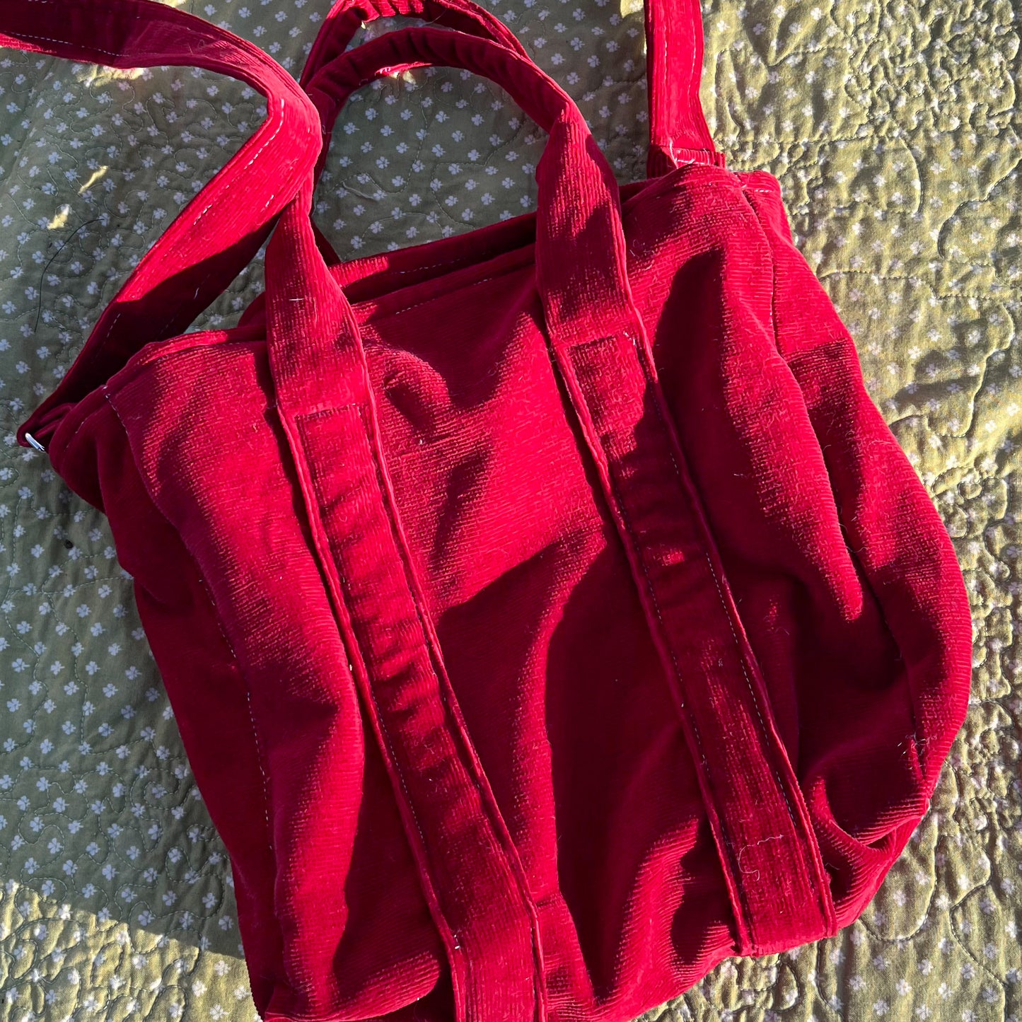 Red Corduroy Tote