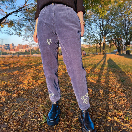 Embroidered Corduroy Pants