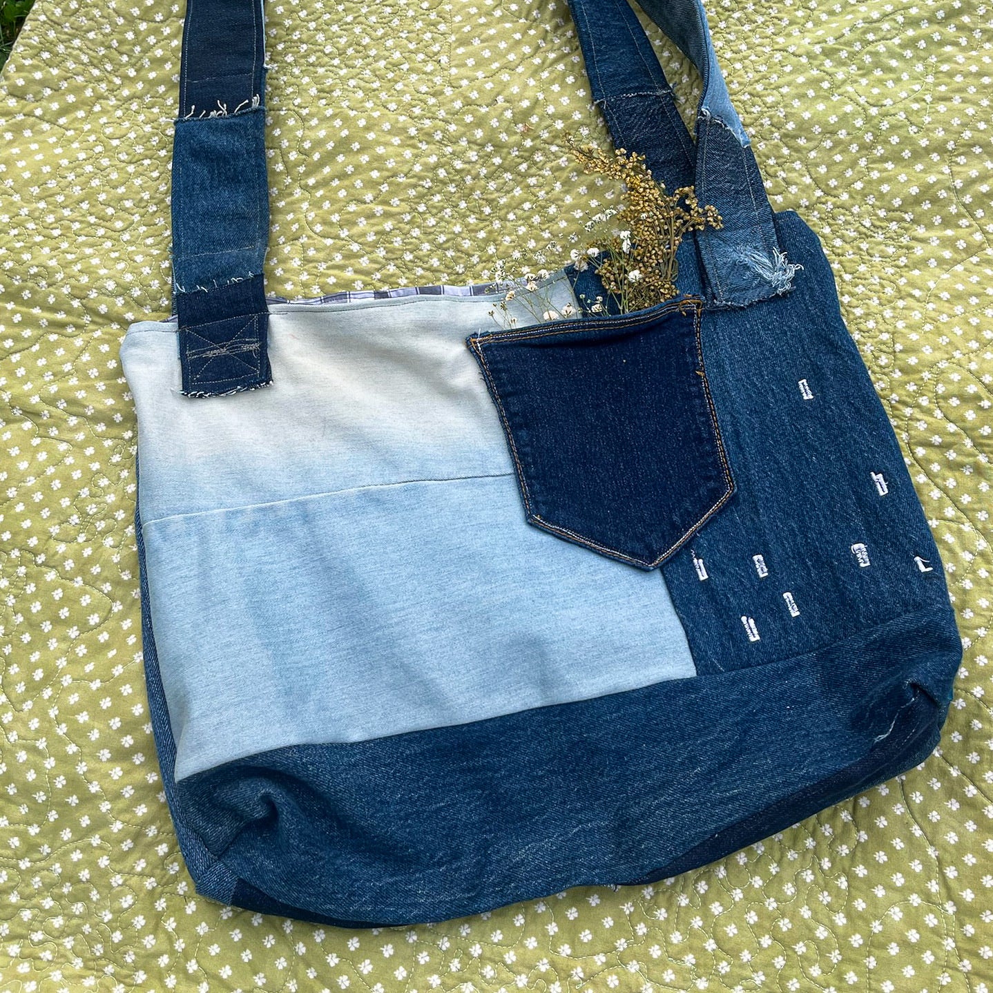 Crossbody Denim Patchwork Messenger Bag